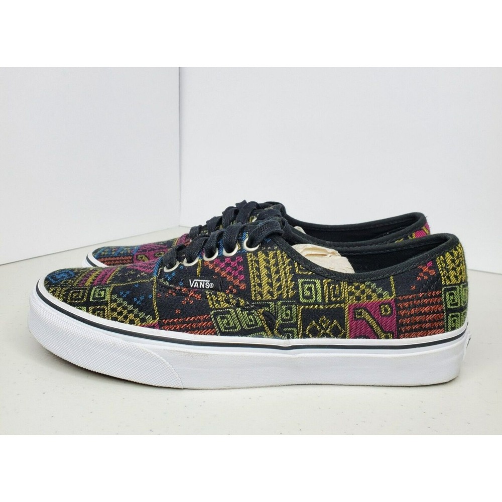 Vans Low Top Lace Up Black Aztec Print Skate Sneakers, Women's 9, Men's 7.5